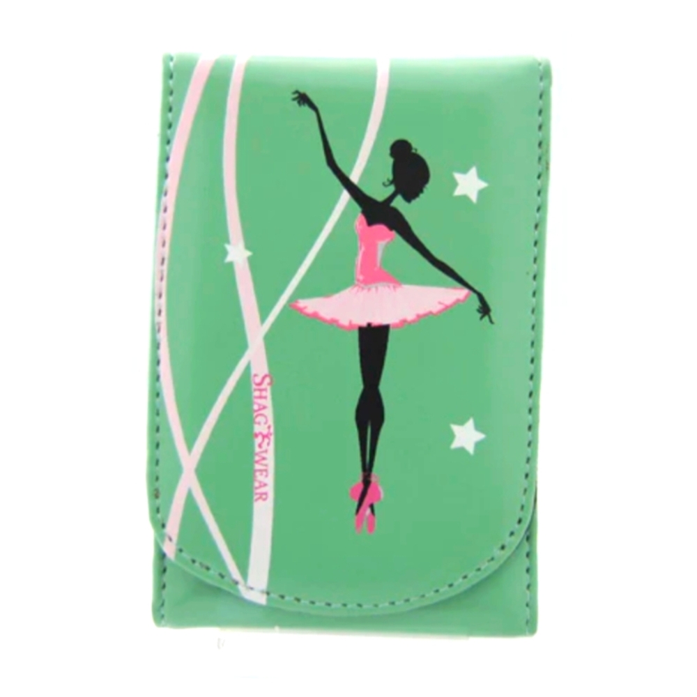Shagwear Nail Kit Set Premium Vegan Leather Ballerina Pattern Green Finger